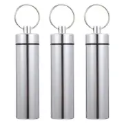 3 Pcs Aluminum Pill Case Sealable Containers Metal Storage Box Travel