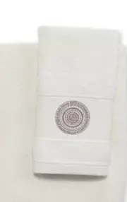 Avanti Emmeline Cotton Embroidered Medallion 11" x 18" Fingertip Towel - Cream