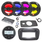 JBL Marine Radio, Spa Bezel, Adapter, ANT, Amp w/Kit, 4x 6.5" LED Black Speakers