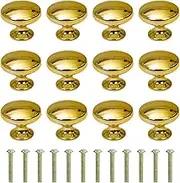 MengH-SHOP Cabinet Knob Round Door Knobs Mushroom Shape Pull Handle with Screws for Cabinet Wardrobe Drawer Cupboard 12 Pieces Gold