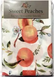 Benson Mills Sweet Peaches & Blossoms Textured Tablecloth 2 Oblong Sizes -New