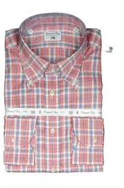 Emanuel Berg Sor Soer Tr-Trento-1 Men's Shirt Long 15 3/4 40cm Red Checked New