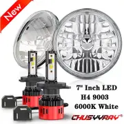 Pair DOT 7" inch Round LED Headlights Hi/Lo Lamp For MG Midget 1969-1979 Dodge