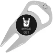 Rock on Golf Ball Marker Divot Repair Tool Bottle Opener