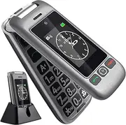 artfone Senior Mobile Phone Without Contract, Folding Mobile Phone with Large Buttons, 4G LTE Mobile Phone for Seniors with 2.4 + 1.77 Inch Colour Display, SOS Emergency Call Button, Dual SIM, Torch,