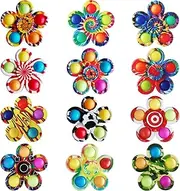 DUBANJOWE 12 Pcs Pop Bubble Fidget Spinners for Party Favors, Hand Fidget Bulk Toys for Classroom Prizes, Halloween, Christmas, Valentine Gifts for Kids, Teens, Adults (Unisex)