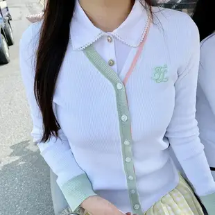 韓國原單FL秋冬新品高爾夫服裝女長袖針織開衫毛衣運動上衣外套女