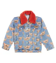 [Jellymallow] Jellymallow Cat printed denim jacket Y 6 blue