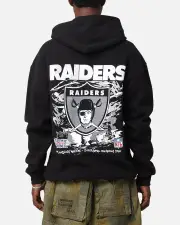 [MITCHELL & NESS] Mitchell & Ness Las Vegas Raiders 'Alter Ego' Flames Hoodie Faded Black - Size M M Faded Black