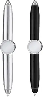Namvo 2PCS Metal Spinning Pen, Fidget Spinner Pen with LED Light Writing Tool Practical Fidget Pen Illuminated Tip Pen Ballpoint Pen for Lighting for Writing in the Dark