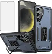 [Asuwish] Phone Case for Samsung Galaxy A15 5G/4G with Tempered Glass Screen Protector Cover and Cell Accessories Kickstand Magnetic Ring Holder Hybrid Slim Protective A 15 G5 15A Women Men Blue