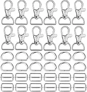 Hysagtek 60 Pcs Metal Keychain Bulk - Swivel Snap Hooks D Ring and Slide Buckle Triglide for Handbag Purse HardwareFasteners Strap Backpack DIY Craft Accessories 1 Inch Silver