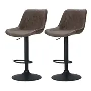 Set of 2 Diamond Back Bar Stools - Brown