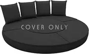 Outdoor Daybed Cushion Cover, 66" Replacement Round Bed Cushion Covers,Outdoor Waterproof and Fade-Resistant Sun Bed Out Door Cushion Cover - Patio Round Daybed Cushions Cover, Cover ONLY