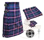 Scottish Men's Traditional Handmade Masonic Tartan 8 Yard KILT & Accessories
