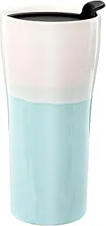 Kopmath Double Wall Ceramic Coffee Mug with Lid, 15oz Large Travel Coffee Mug, Splash Resistant, Dishwasher Microwave Safe, Fit for Cup Holder, Insulated Cup, Keep Coffee Flavor, Gift