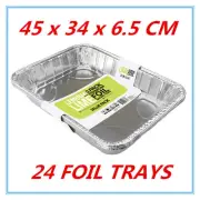 24 Aluminum Foil Trays Disposable Roasting Takeaway BBQ Baking Oven Party Bulk W