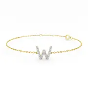 Brilliant Claw Initial W Slider Chain Bracelet with 0.05ct of Diamonds in 9kt Yellow Gold