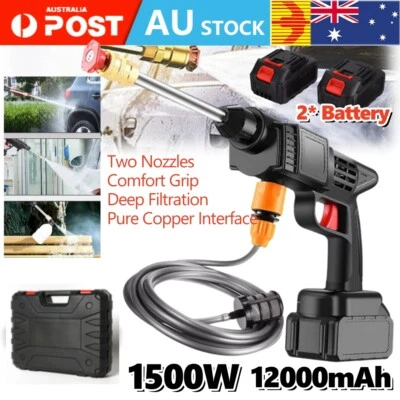 48V Cordless Electric High Pressure Washer Water Spray Gun Car Cleaner 2*Battery