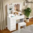 Dressing Table With Drawer led Mirror Stool Set Makeup Desk Vanity Table Bedroom