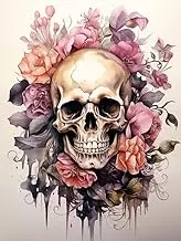 SKRYUIE Amazon Paint by Numbers Skeleton for Adults, Acrylic Oil Painting by Numbers Kits Flower for Beginner with Paintbrushes Brushes Paintwork Art Crafts Canvas for Home Decor 16x20 inch