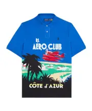 graphic-print polo shirt L Blue