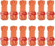 TRIWONDER Reflective Nylon Cord with Rope Adjusters, Tent Guyline Paracord Camping Rope for Tent, Tarp, Outdoor Packaging ([Φ4mm] Orange - 12 Pack)