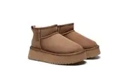 AUSTRALIAN SHEPHERD UGG Boots Sheepskin Wool Classic Ankle Ultra Mini Platform Chestnut