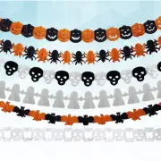 6 Pcs Halloween Decorations Paper Pumpkin Bat Spiders Ghost Red Banner Garlands