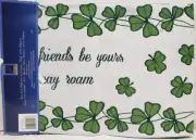 X-Long Tapestry Table Runner, 13"x72",ST. PATRICKS DAY, FRIENDS TEXT & LEAVES,WH