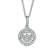 0.25 CT. T.W. Natural Diamond Heart Eyes Smile Pendant in 10K White Gold