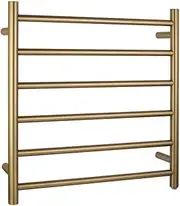 Electric Heated Towel Rack Wall Mounted Towel Rail 6 Bars Round (Brushed Yellow Gold)