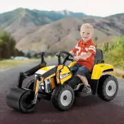 Costway12V Kids Ride on Road Roller with 2.4G Remote Control &amp; LED Lights-Yellow