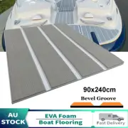 Light Gray EVA Foam Marine Faux Teak Boat Decking Flooring Sheet 90x240cm Mat