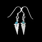 Native American Shell Earrings • Turquoise Accents • Sterling Silver...