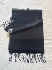 New Beautiful Bergdorf Goodman Blue Grey ALONPI Cashmere Fringe Trim Scarf Men’s