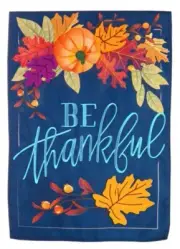 12.5 x 18 Be Thankful Garden Linen Flag