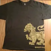Singha Beer T-shirt 2 Sided Black Singapore XL PROMO
