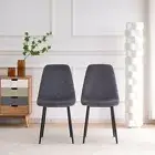 AINPECCA 2x Dinning chairs Grey Velvet Guest chair Metal Legs Upholstered Cafe