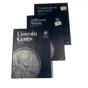 Set of 3 - Whitman Coin Folders Lincoln Cents Jefferson Nickels & Quarters ￼ ￼