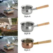Saucepan with Long Wood Handle Stainless Steel Saucepan for Kitchen Hiking