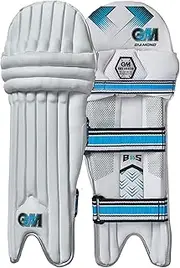Gunn & Moore GM Cricket Batting Pads | Ben Stokes Diamond | High Density Foam & Reverse Cane | Junior Right Handed | Approx 1.39 kg per Pair | 1 Pair | White