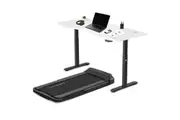 Fitness V-FOLD Treadmill with ErgoDesk Automatic Standing Desk 1800mm in White/Black