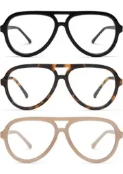 AMOMOMA 3 Pack Retro Aviator Reading Glasses for Women MenClassic 1.0