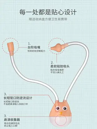 卡通嬰兒口吸式吸鼻器 寶寶鼻涕清潔器 新生防逆流導管吸鼻器