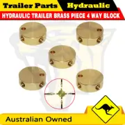 5 X HYDRAULIC TRAILER BRASS T PIECE 4 WAY BLOCK TO JOIN FLEX HOSE TO BUNDY TUBE