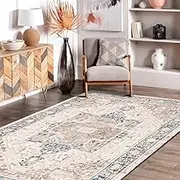 ZUNI Area Rugs 160x230CM, Machine Washable Non-Slip Soft Rugs, Low Pile Lightweight Vintage Tribal Area Rug, Floor Rugs for Living Room, Bedroom & Dinning Room, Pale Blue