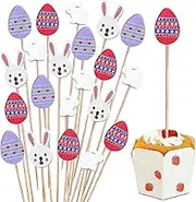 100 PCS Easter Toothpicks for Appetizers,4.72 Inch Bamboo Easter Toothpicks,Easter Theme Bunny Egg Decorative Toothpicks Skewers for Party Supplies