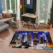 3D City Night Lights NAO10099 Game Rug Mat Elegant Photo Carpet Mat Fay