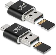 [2 Pack] Micro SD Card Reader for Android Phone,Micro SD Card to USB Adapter, Mini USB C Card Reader for Camera Memory Card Reader, Card Reader for PC and Android Phone